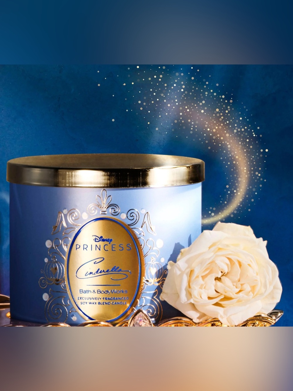 Bath & Body Works Blue & Gold Princess Cinderella Candle